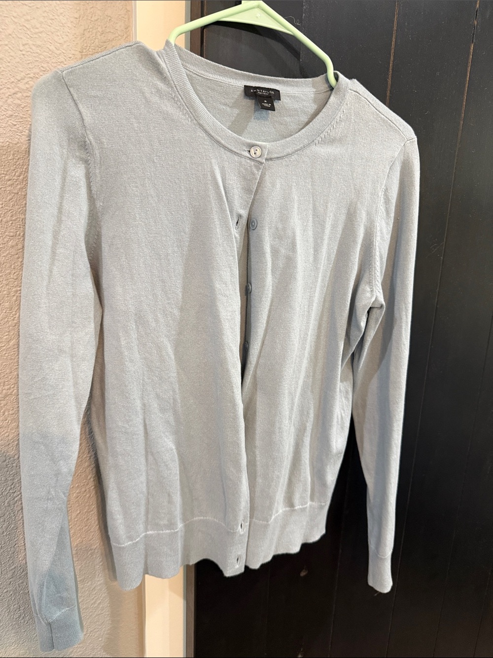 Ann Taylor Factory Light Blue Crewneck Button Cardigan